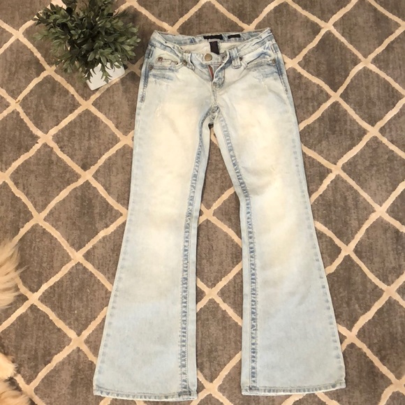 NEW Aeropostale flare distressed denim jeans sz 0 - Picture 4 of 7